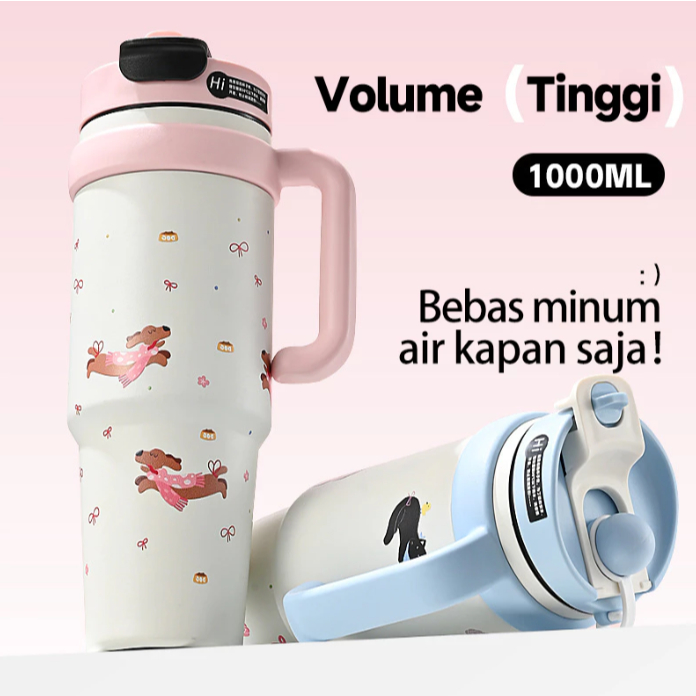 Gelas Tumbler Stainless Vacuum Portable Thermos Botol Minum Besar 1000ml