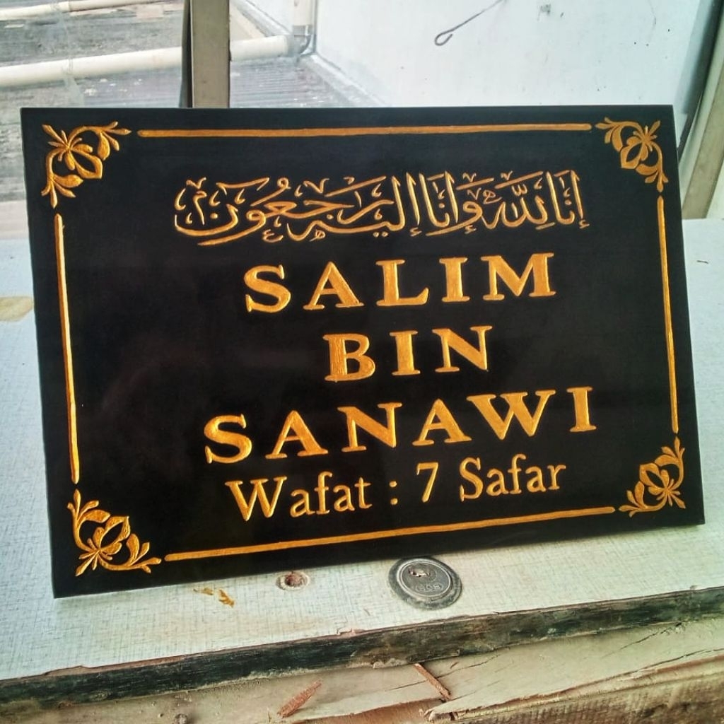 Batu Nisan Ukiran Tangan, Papan Nama ukuran 20X30 CM batu nisan ukir nama granit, batu nisan makam, 