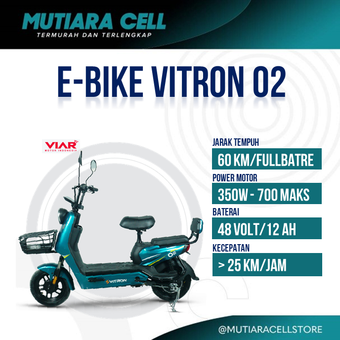 Sepeda Listrik Viar Ev Vitron O2 Dewasa dan Anak 350W Jarak 60 Km