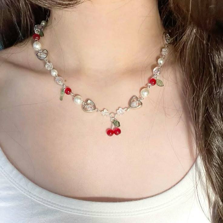 cherry cute y2k necklace