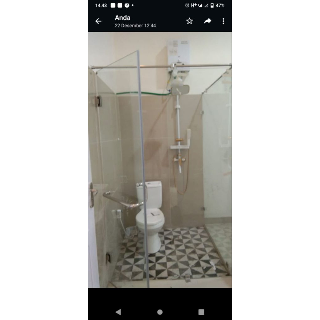 pintu  shower kaca 10mm tempered