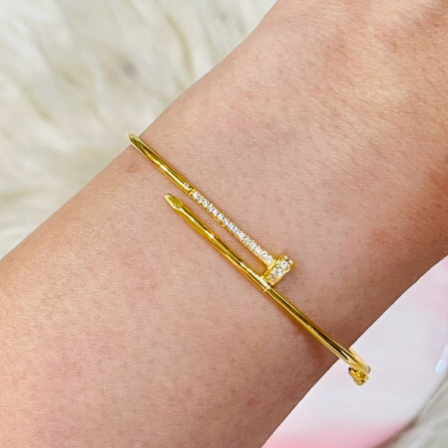 gelang bangle paku permata simple elegant mewah emas asli kadar 700 & 875