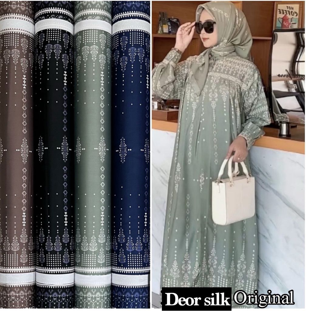 Dior Silk Motif Original//Motif KALLA//Bahan Baju Meteran Premium//Kain Licin