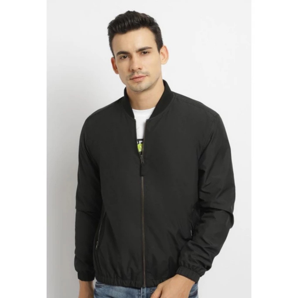 Jaket Bomber Pria Wanita Black Hitam Jacket Winbreaker Anti Angin Keren Original Basic Simple Premiu