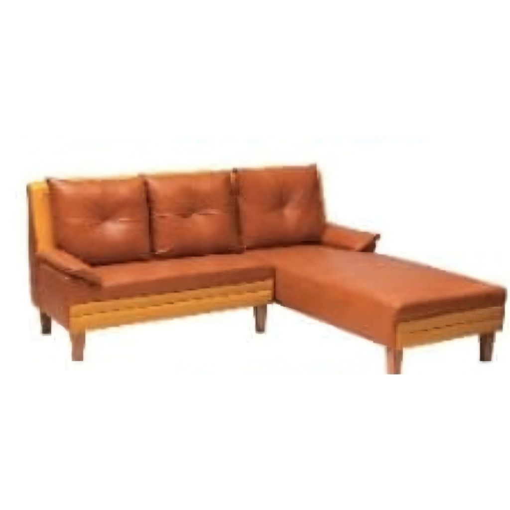 Cheris Furniture Sofa Sudut L Minimalis Coklat Gold