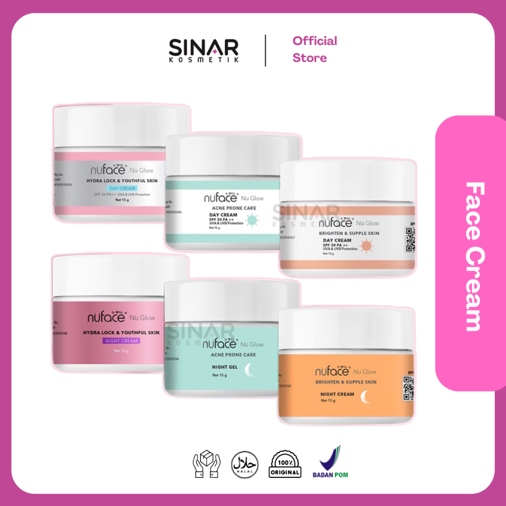 Nuface Nu Face Nu Glow Day / Night Cream Series | Acne Prone Care - Hydra Lock & Youthful - Brighten