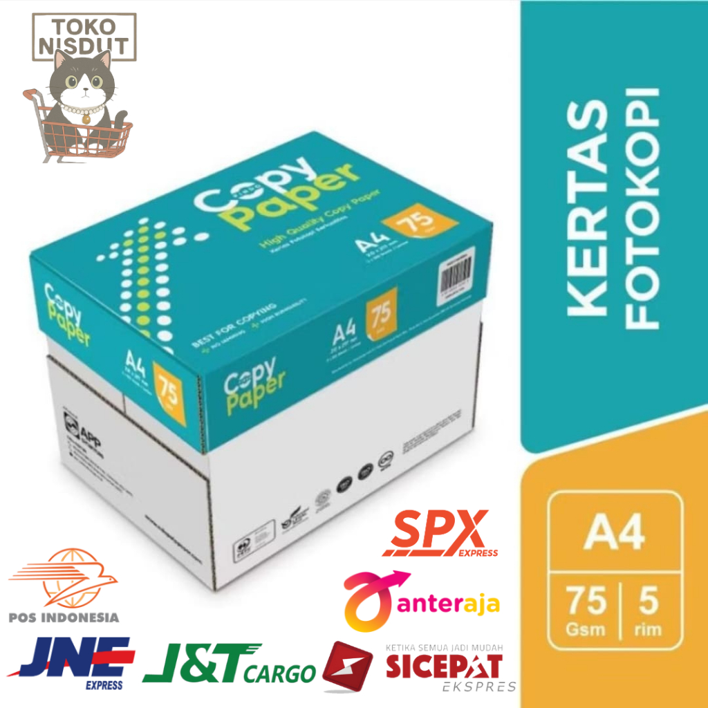 

(1 Dus/5 Rim) Copy Paper Kertas HVS A4 75 Gram 1 Dus | Kertas HVS Fotocopy Copypaper 75 gsm | khusus Regular Kargo