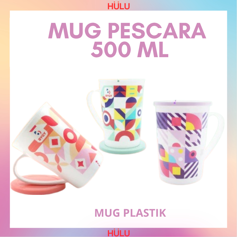 Cangkir Tutup / Mug Tutup / Gelas Plastik Tutup Pescara 500 ml murah tahan banting bagus