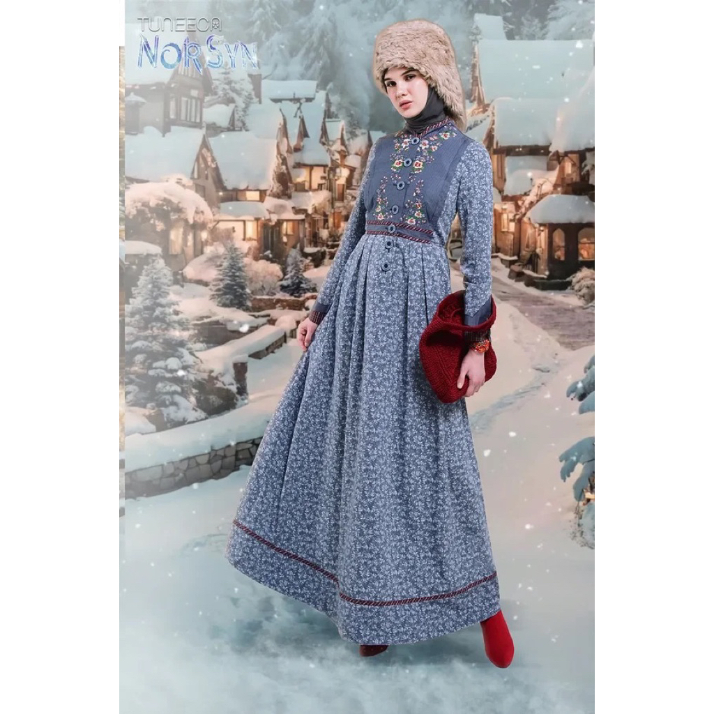 TUNEECA GAMIS BRYNHILD FROST T-0425014 (TUNEECA NORSYN ) BAJU MUSLIMAH MEWAH KEKINIAN ORIGINAL TUNEE