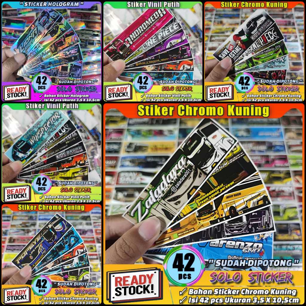

42pc Stiker Bus Panjang Bahan Chromo Glossy Anti Air SUDAH DIPOTONG Setiker Bus Panjang