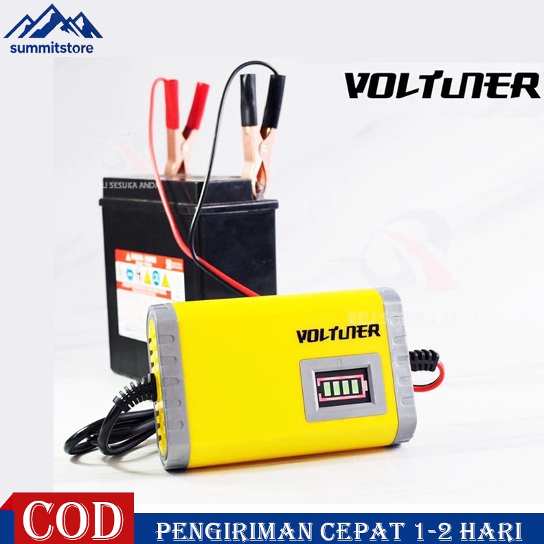 KODE V29W Charger Aki Motor LED Automatic Car Motorcycle Battery Charger 12V Ampere Portable Otomati