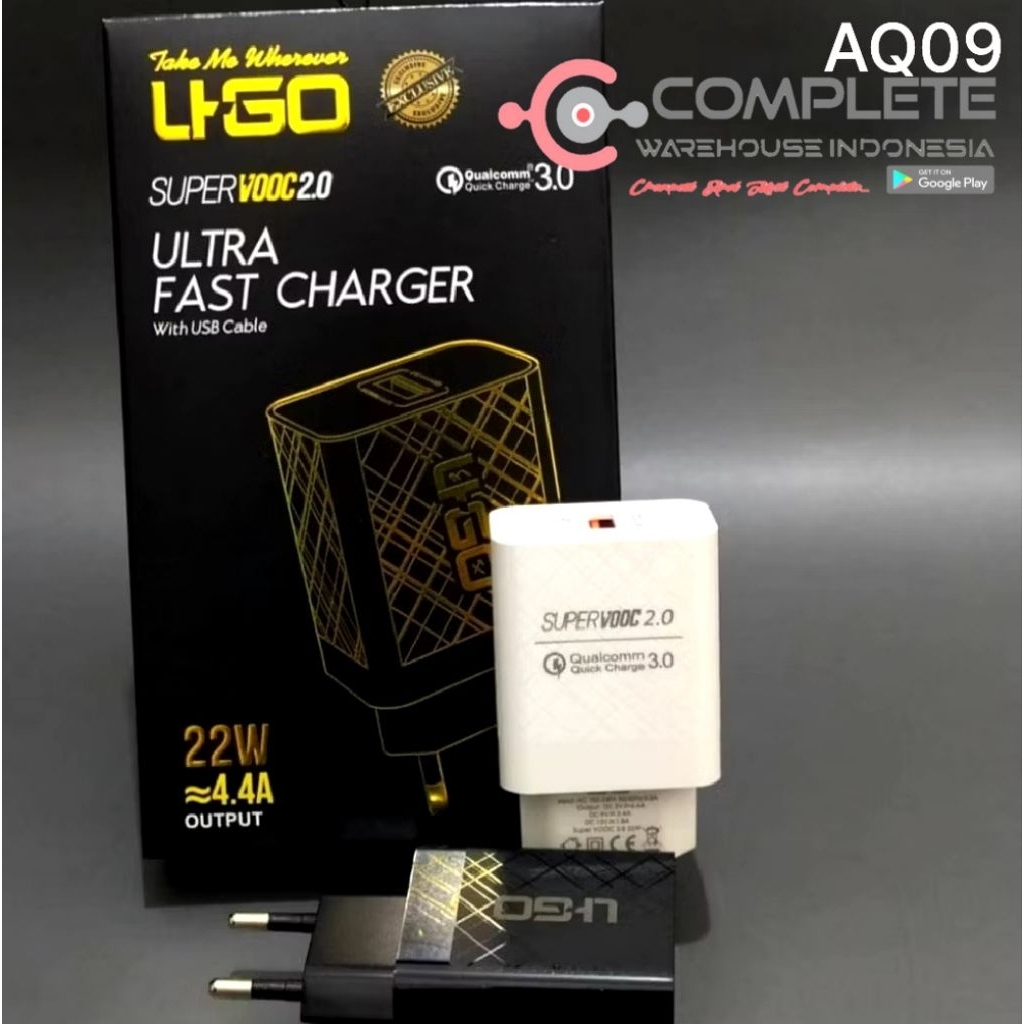 TRAVEL CHARGER UGO AQ09 22W 4.4A REAL FAST CHARGING TYPE-C ORIGINAL HIGH QUALITY
