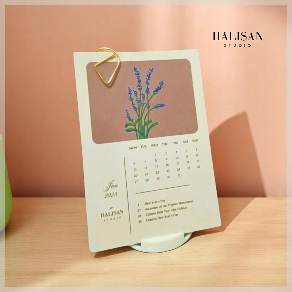 

Desk Calendar 2025 Flower Aesthetic Series - Kalender Tahun 2025 Lengkap Hari Libur - Dekorasi Aesthetic Pinterest - Souvenir Pernikahan