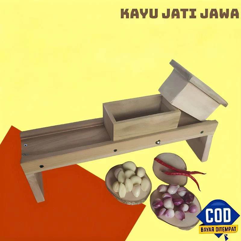 PROMO Pengiris Pemotong Perajang Bawang Parutan Bumbu Sayur Sayuran Serbaguna Asli Kayu Jati JAWA ke