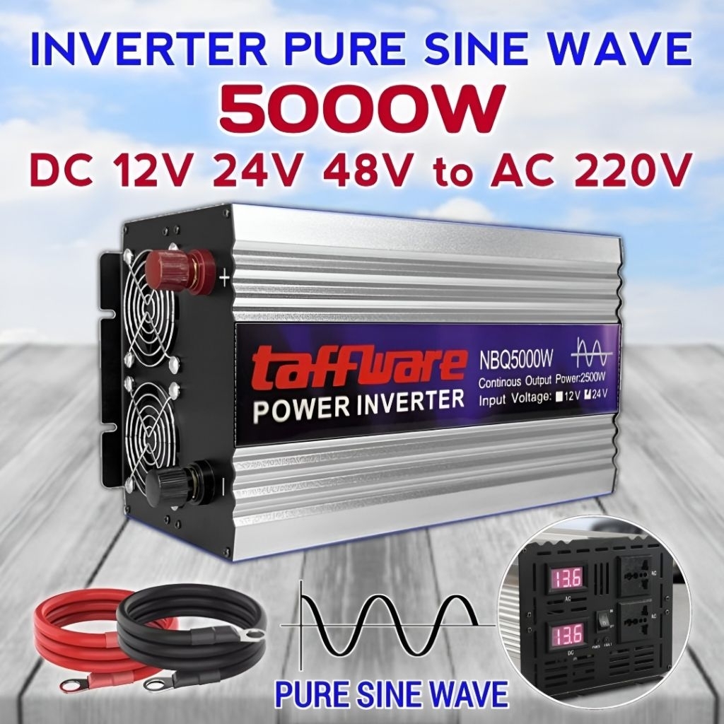 Power Inverter DC ke AC 5000W Pure Sine Wave DC 12V 24V 48V AC 220V 6000 Watt Gelombang Sinus Murni