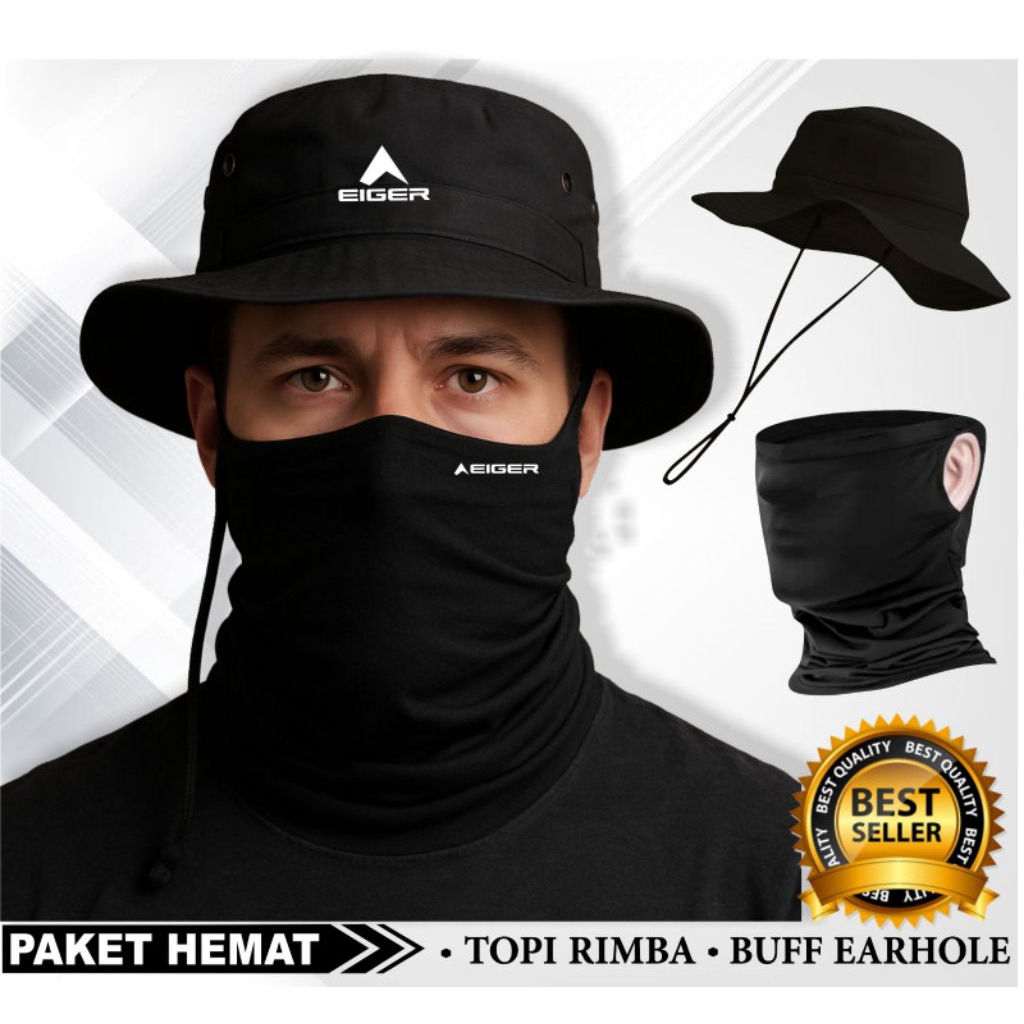 Topi rimba outdoor topi pelindung panas topi mancing topi gunung hitam terbaru