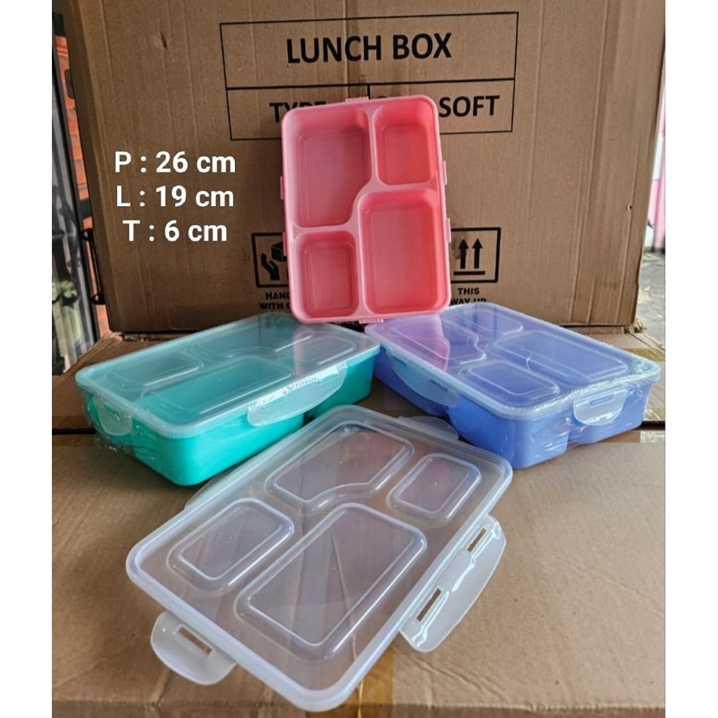 INTERPLAST-Tepak Makan Plastik 4 Sekat/Tepak Catering/Tepak Bekal