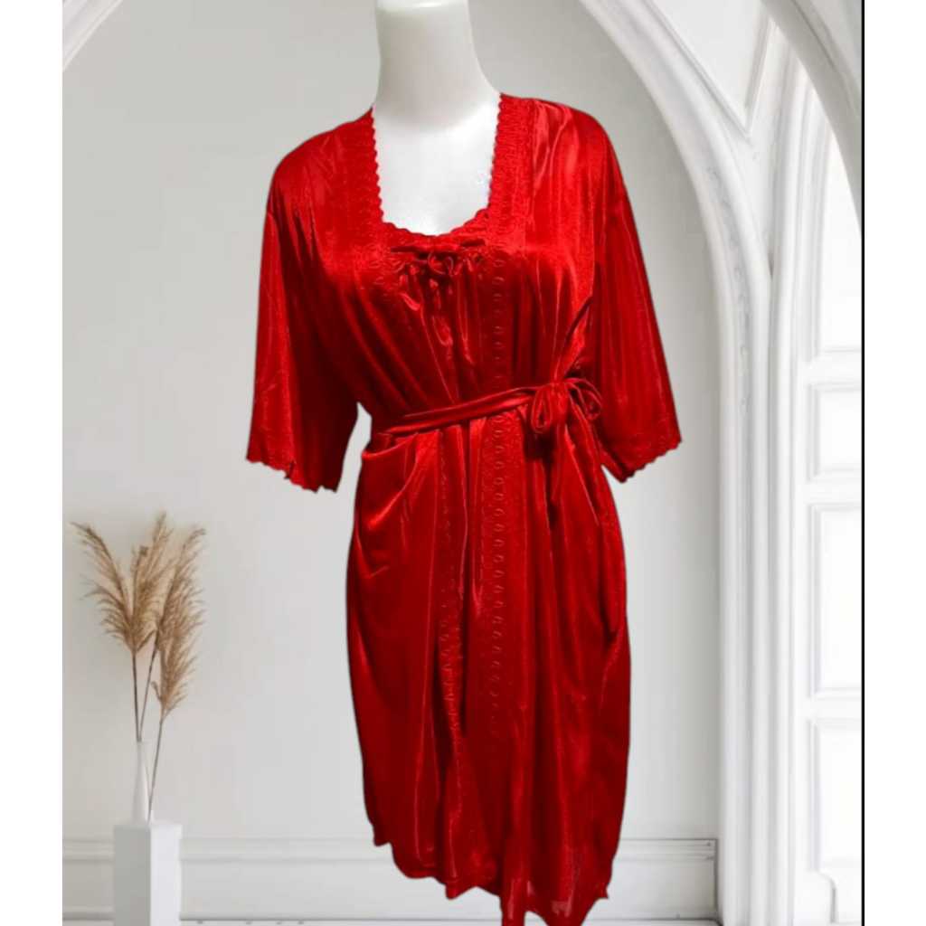 Sleepwear Baju Tidur Wanita Lingerie Kimono 2in1