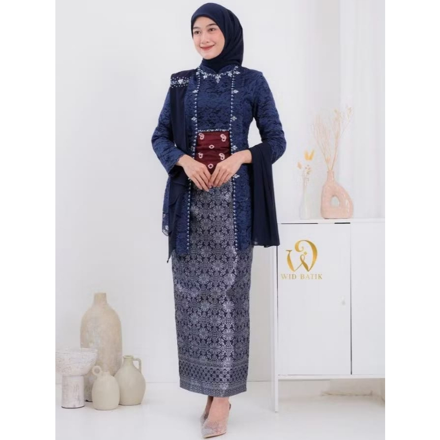 Setelan Kebaya Model Kutu Baru Kebaya Laksmi Warna Biru Denim Kebaya Wisuda KebayaJumbo Lamaran 2025