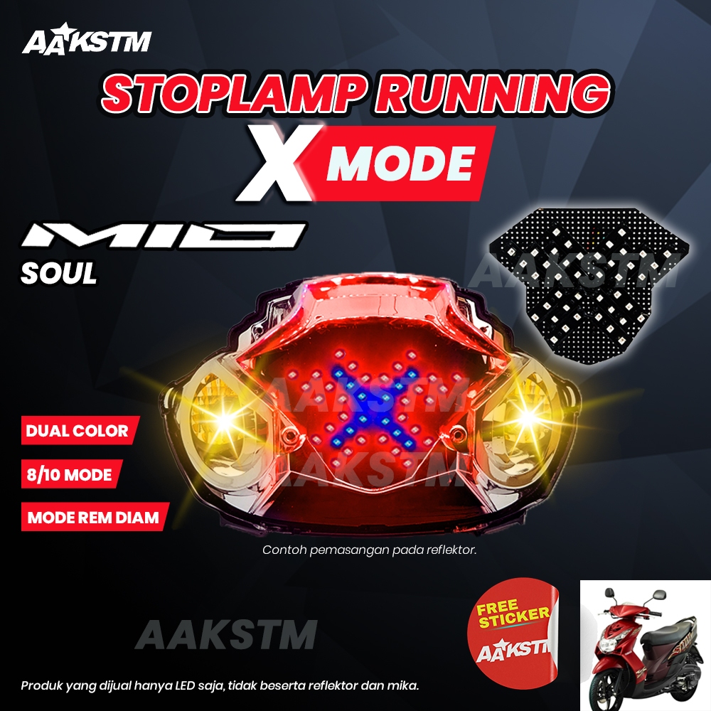 Lampu Rem Running X Mode Mio Soul LED 8 10 Mode Running Lampu Belakang Modifikasi Motor