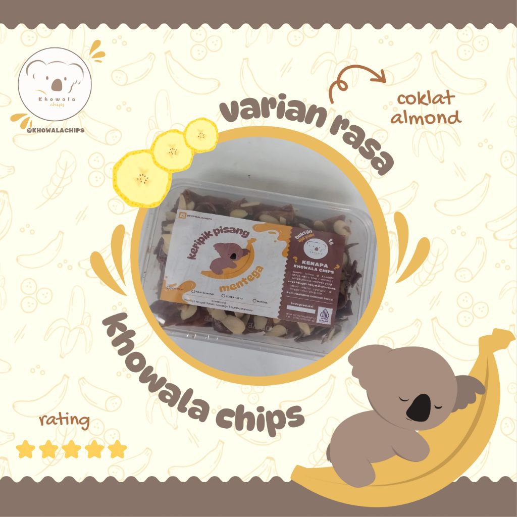 

KERIPIK PISANG LUMER COKLAT ALMOND ALMNOD SLICE PANGGANG KERIPIK KHOWALACHIPS