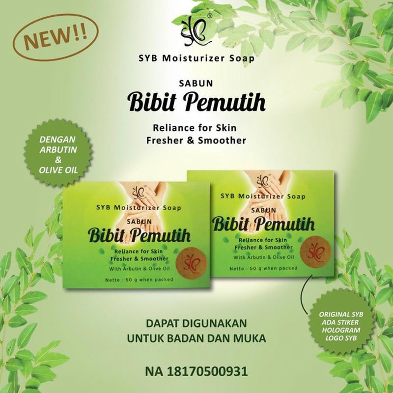 SYB Sabun Bibit Pemutih Wajah dan Badan Moisturizer Soap Pencerah Kulit Alami Aman BPOM Menghaluskan