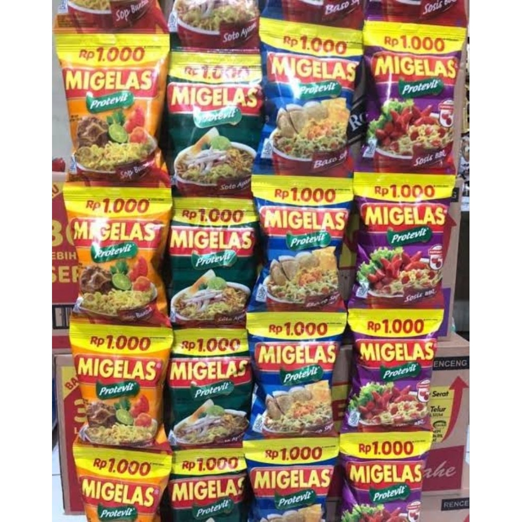 1 renceng (15 bungkus) mie gelas migelas protevit baso sapi kari ayam soto ayam ayam bawang sosis barbeque sop buntut