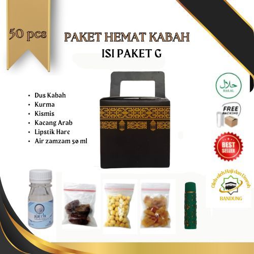 

Oleh Oleh Haji/Umroh Isi 50 Paket G Dus kabah, Botol+Air zam2, Kurma, Kacang Arab, Kismis, Lipstik