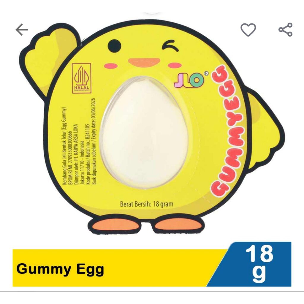 

Jlo Gummy Egg 18G