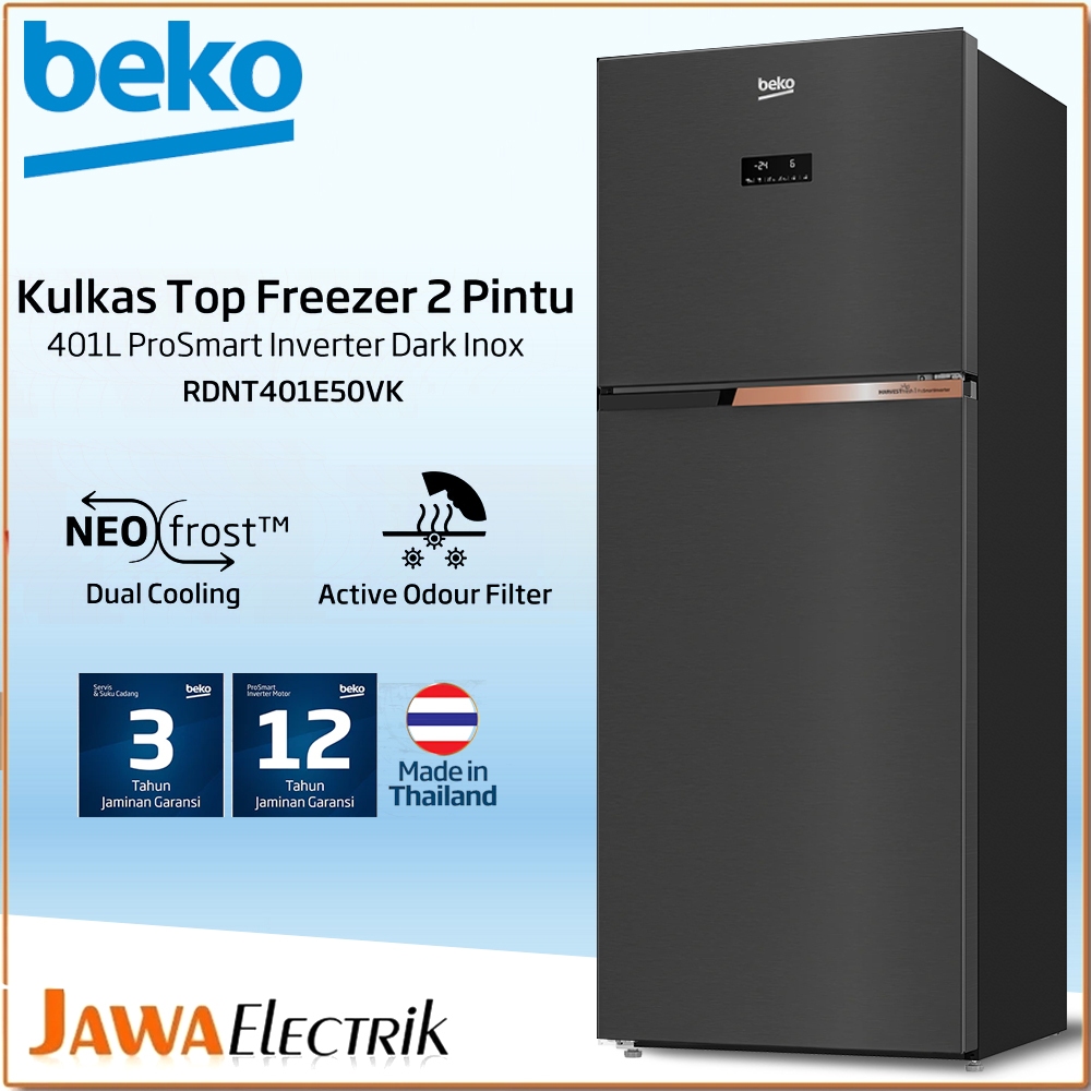 Kulkas Beko 2 Pintu RDNT401E50VK - Kapasitas 401liter Inverter