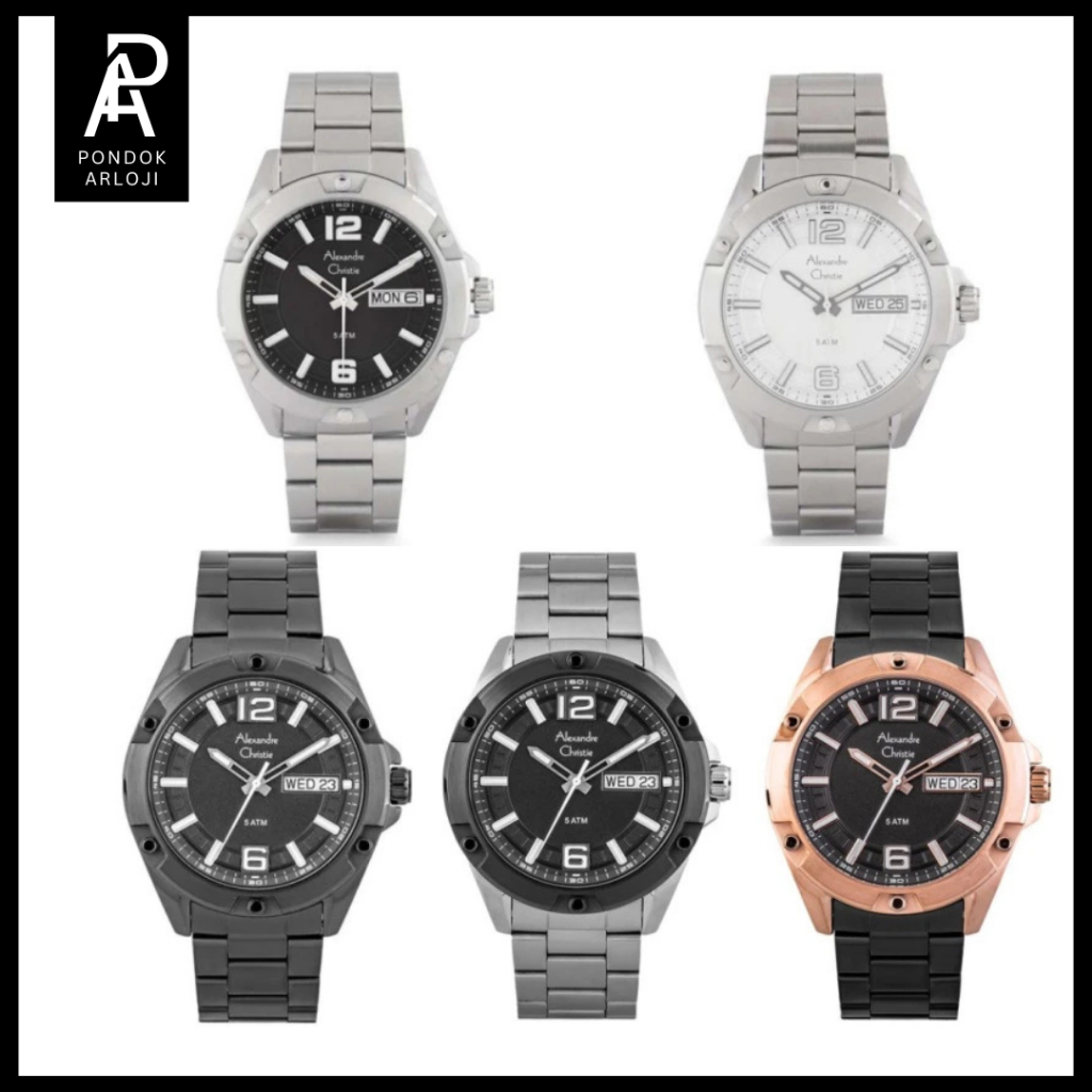 ORIGINAL Jam Tangan Pria Alexandre Chritie AC 6518 / 6518 Garansi 1 Tahun Rantai Stainless Steel