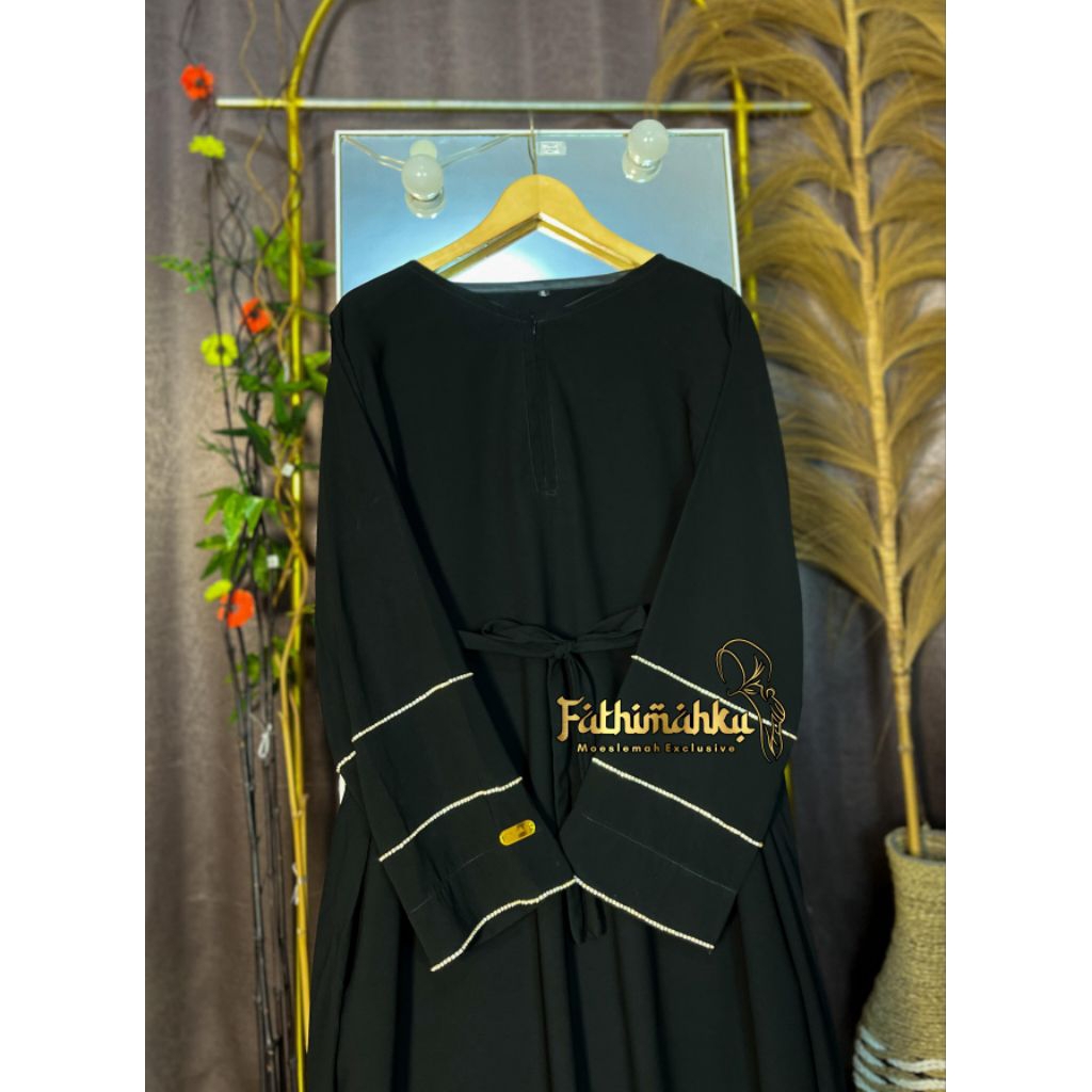 Abaya Gamis Hitam Jetblack Premium/Gamis Baju Hitam Muslimah Terbaru/Abaya Umroh dan Haji Termurah B