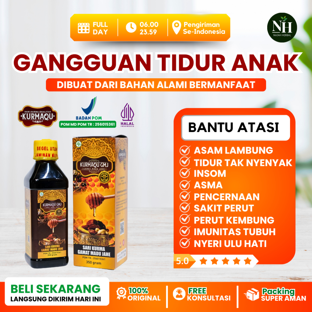 Obat Gangguan Tidur Pada Anak Obat Insomnia Pada Anak Obat Anak Susah Tidur Sari Kurma Kurmaqu HALAL