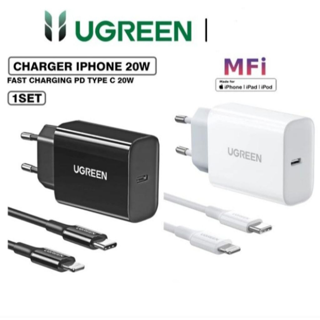 UGREEN CHARGER MFI PD FAST CHARGING TYPE C TO LIGHTNING 20W 1SET UGREEN 50799 | 50798