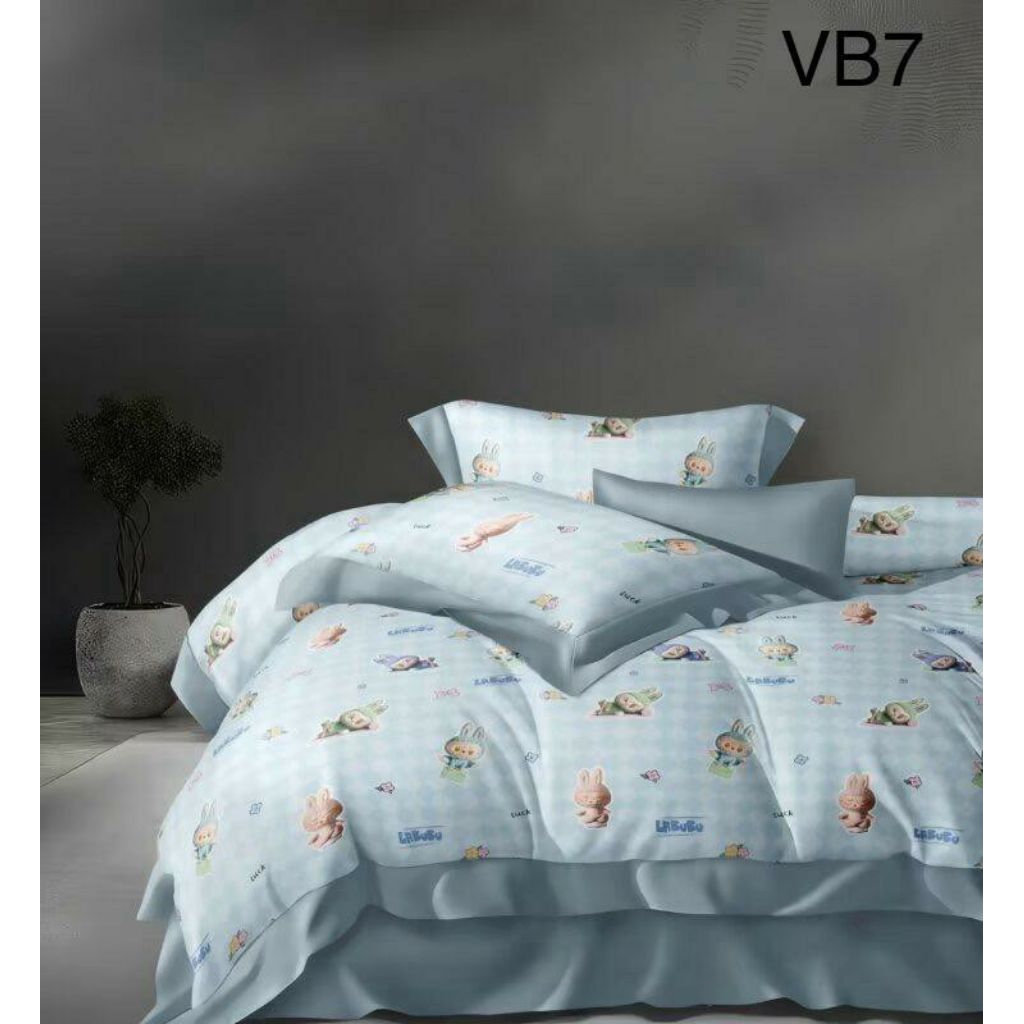 Bedcover Set Sprei Labubu Bahan Tensel Sutra Organik