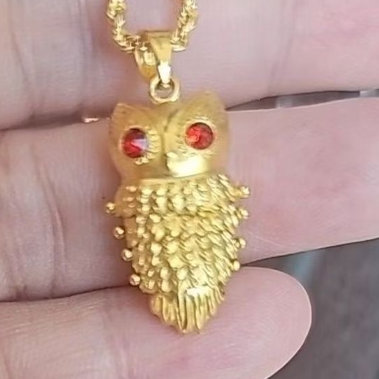 liontin owl emas 24k asli