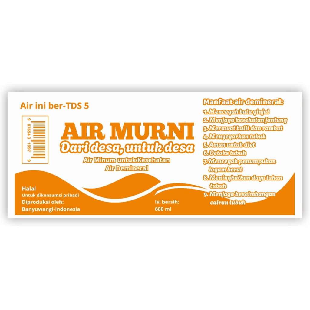 

label custom botol 1,5 L 1 warna