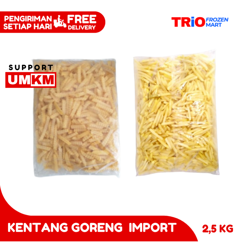 

AVIKO Kentang Goreng Curah Import Shoestring Crinkle Cut 2,5kg