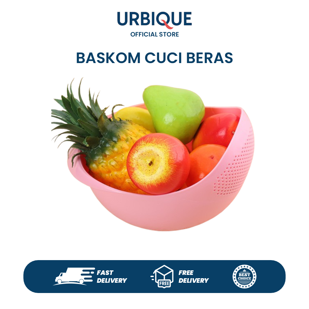 Baskom Cuci Beras & Sayur Multifungsi - Wadah Saringan Anti Tumpah Food Grade - Buah/Sayur/Beras
