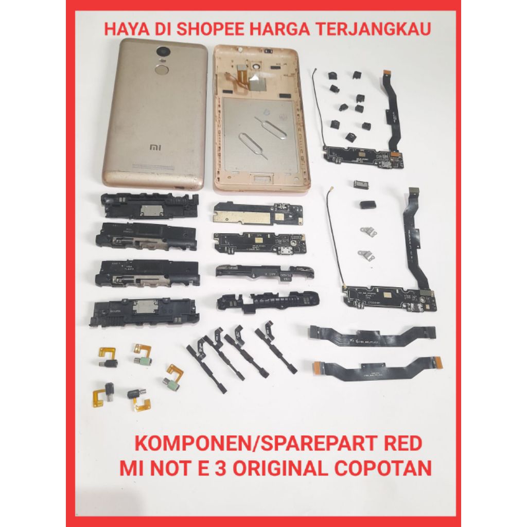 Sparepart Sperpat Xiaomi Redmi Note 3 Ori Copotan  vibrate  speaker atas  karet kamera depan  Kaca f