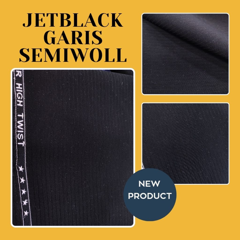 Kain Semi Woll Jetblack Garis Emboss Jas Celana