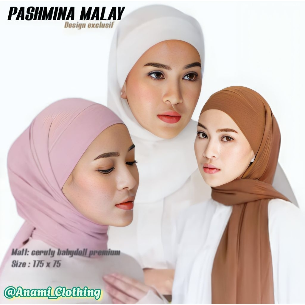 PASHMINA MALAYSIA TALI PREMIUM / PASHMINA INSTANT / PASHMINA MELAYU INSTANT / PASHMINA CERUTY BABY D