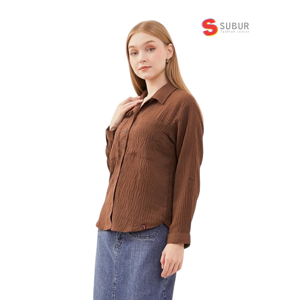 AKO Kemeja Brown| 14-2834 | Atasan Wanita | Kemeja Wanita | Blouse Wanita AKO |Pakaian Wanita