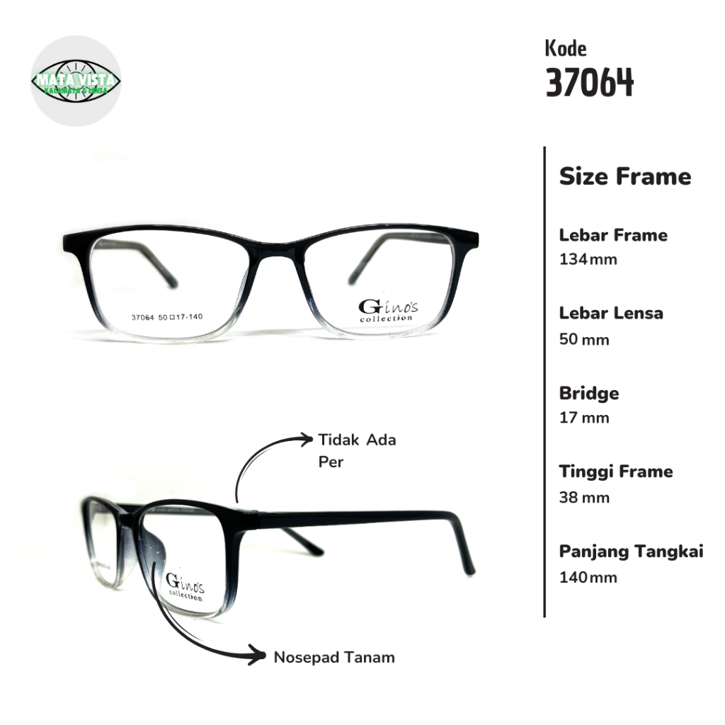 FRAME KACAMATA PRIA / WANITA 37064 SIZE 50 LEBAR FRAME 134 MODEL KOTAK Full Frame