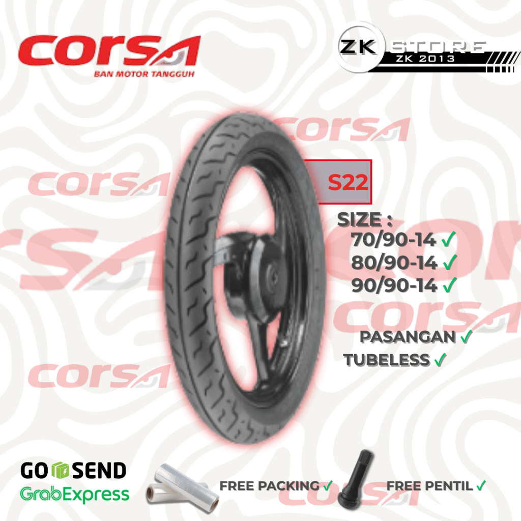 Ban Matic Ring 14 Corsa S22 70/90 80/90 90/90 Tubeless Vario beat Mio Soul