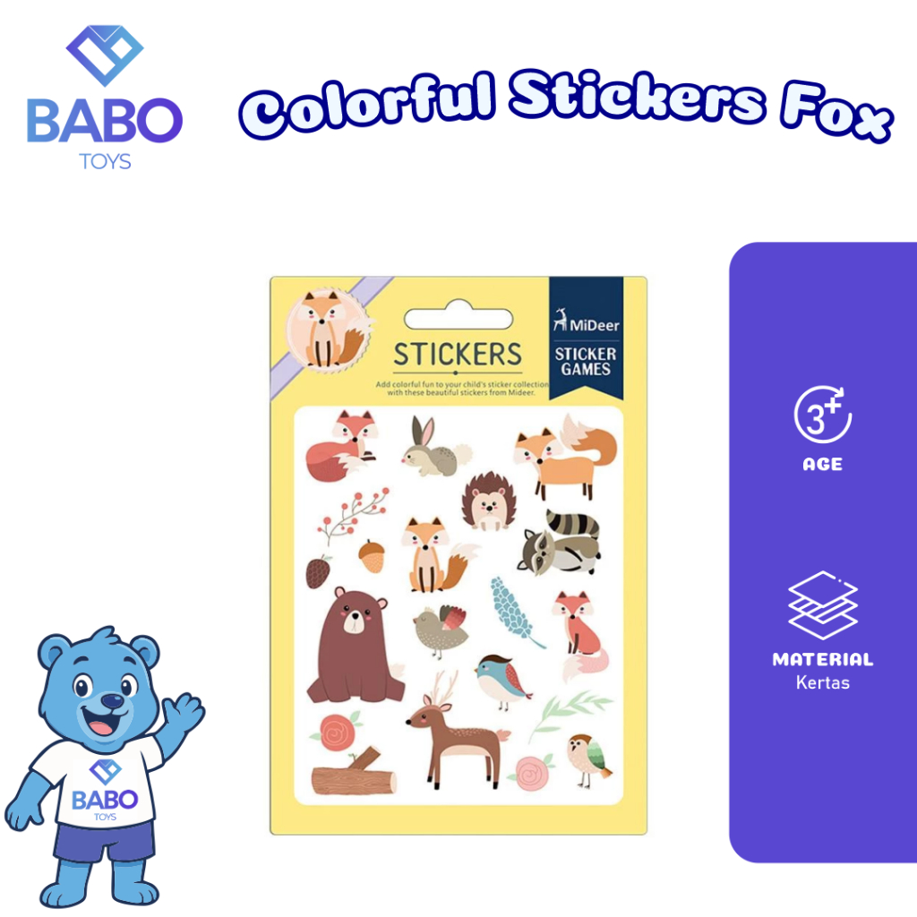 

Mideer Stiker Tempel Anak – Mainan Edukatif & Colorful Sticker Lucu | Stiker Fox & Karakter Seru