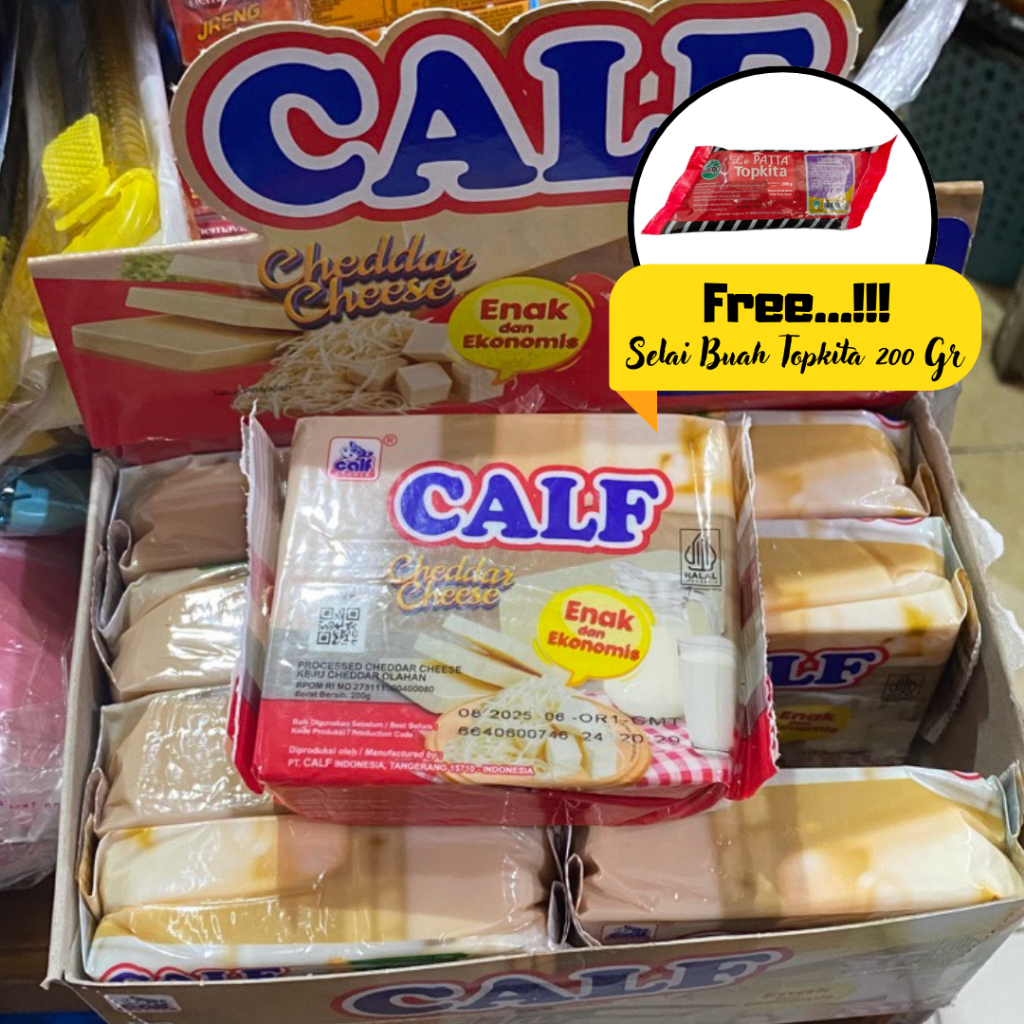 

Keju Calf Cheddar kemasan terjangkau 200 gr Per BOX (Free Gift Selai 200 Gr)