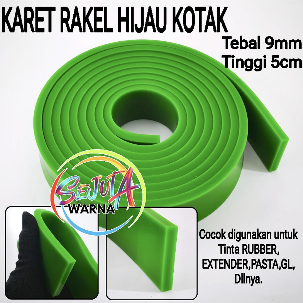 

KARET RAKEL HIJAU KOTAK 9X50MM PER 1 METER