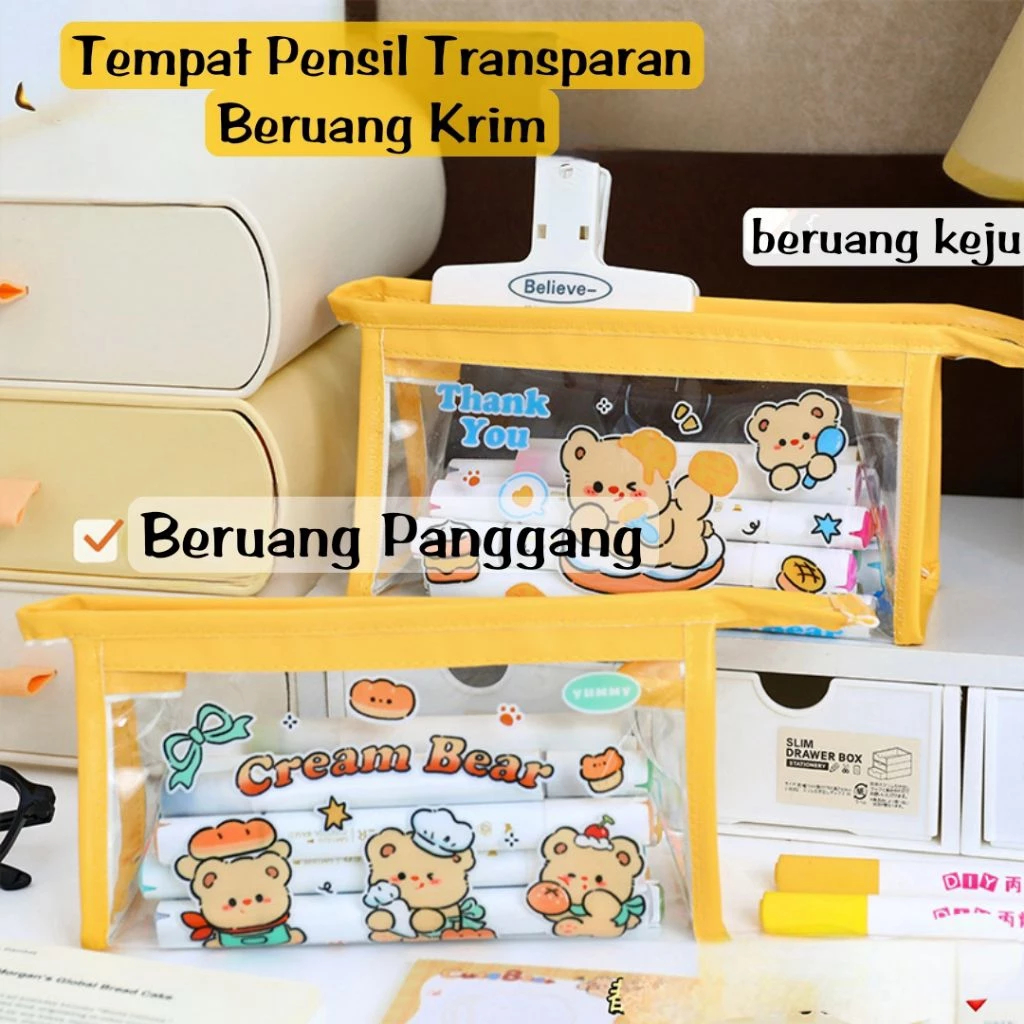 

DYPACK Tempat Pensil Stationery PVC Transparan Butter Cream Capybara Viral – Aesthetic & Kekinian! PVC-09