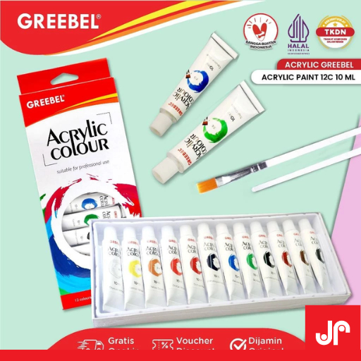 

GREEBEL ACRYLIC COLOR SET 12 COLORS / CAT AKRILIK / CAT MELUKIS/ ACRYLIC PAINT COLOR